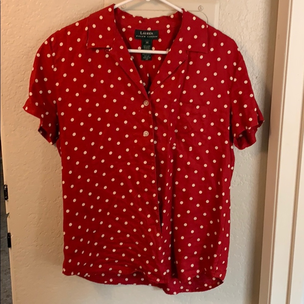 Vintage red polka dot Ralph Lauren button up